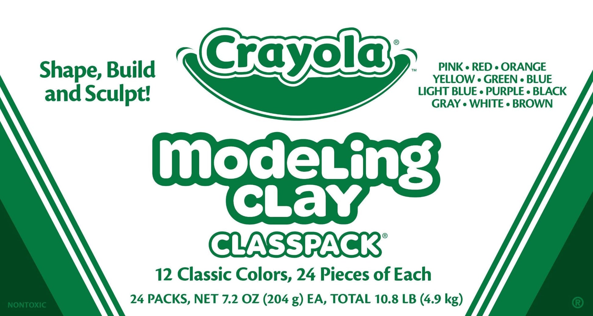 Crayola Modeling Clay Classpack (24 Packs), Bulk Modeling Clay for Kids, 12 Colors, Nontoxic, Classroom Supplies for Kids Arts &