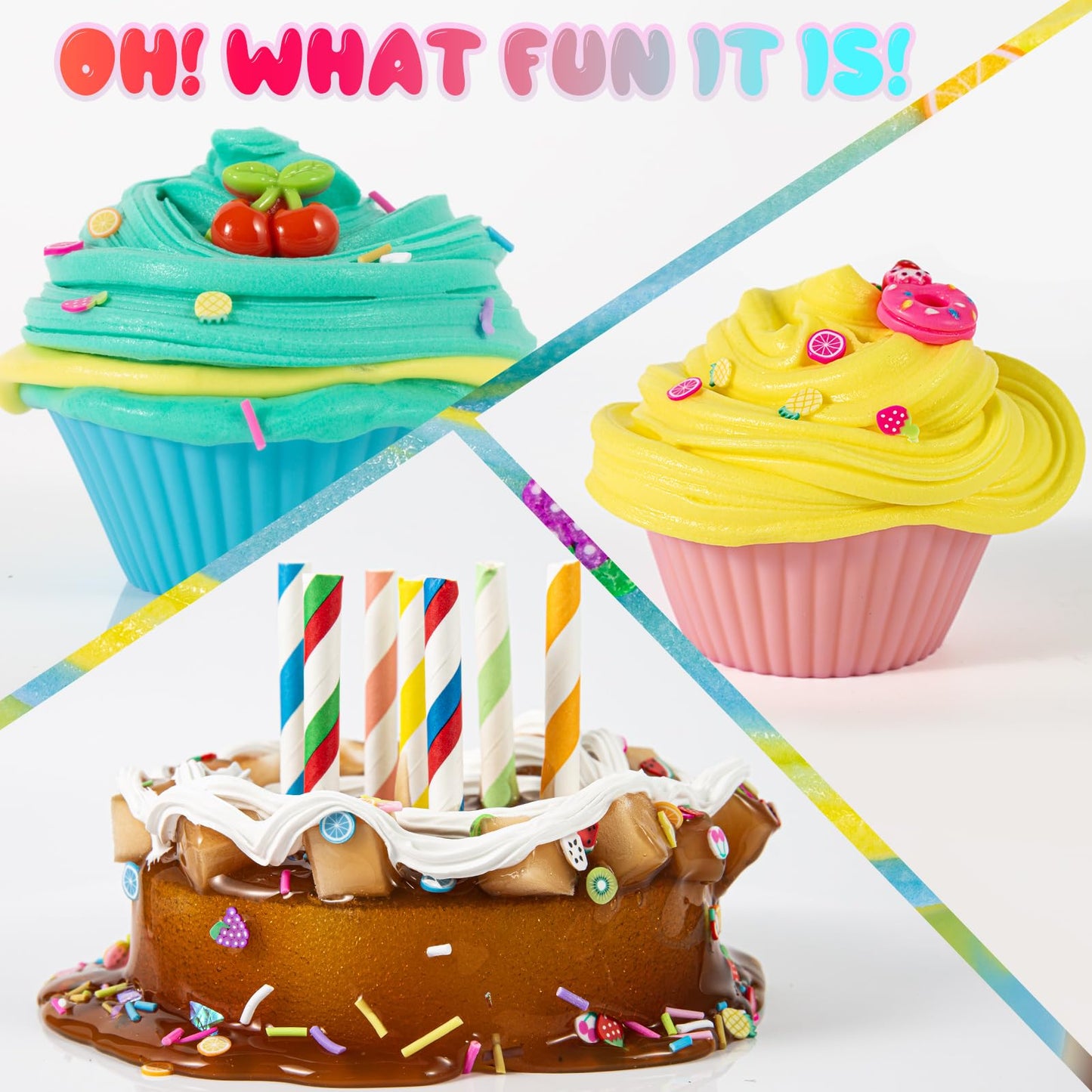 Gxyslm Jumbo Slime Kit For Girls, Party Favors For Kids, Adorable Cake Slime Making Kit To Make Butter Slime, Confetti Slime, Mu