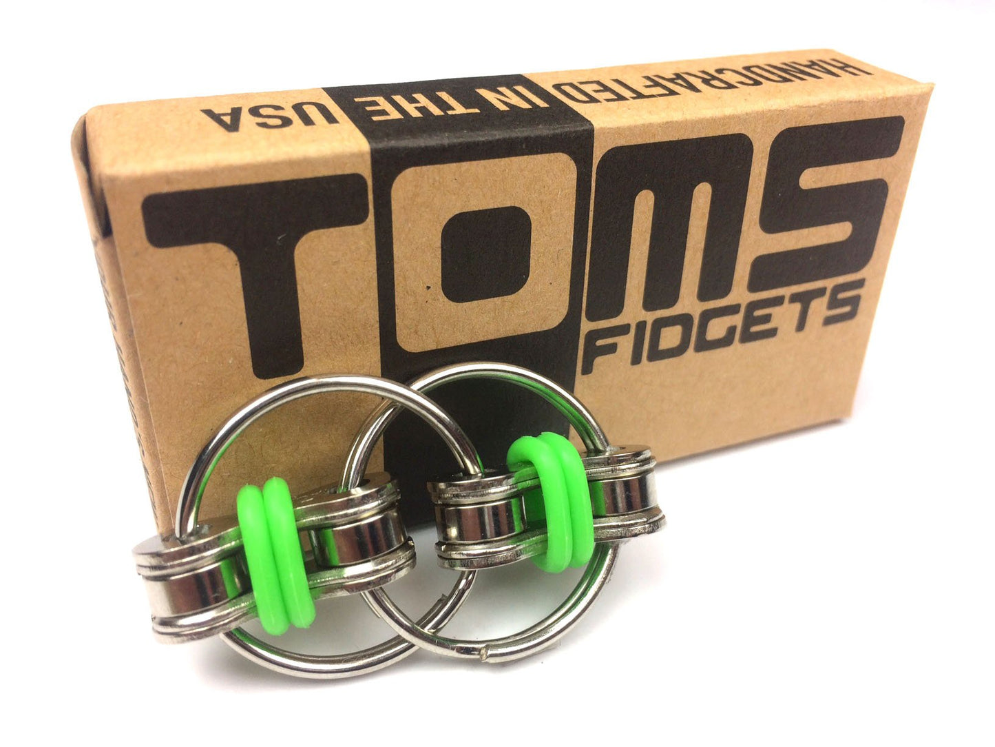 Tom's Fidgets Original Flippy Chain Fidget Toy - Stress Reducer for ADHD & Anxiety, Medium, Green, Metal, Model DGT232