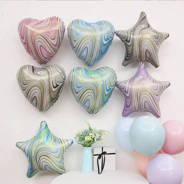 25 Pcs Marble Black Heart Balloons 18In Foil Heart Shaped 18 Inch Balloons Helium Mylar Balloons Foil Balloon Decoration For Wom