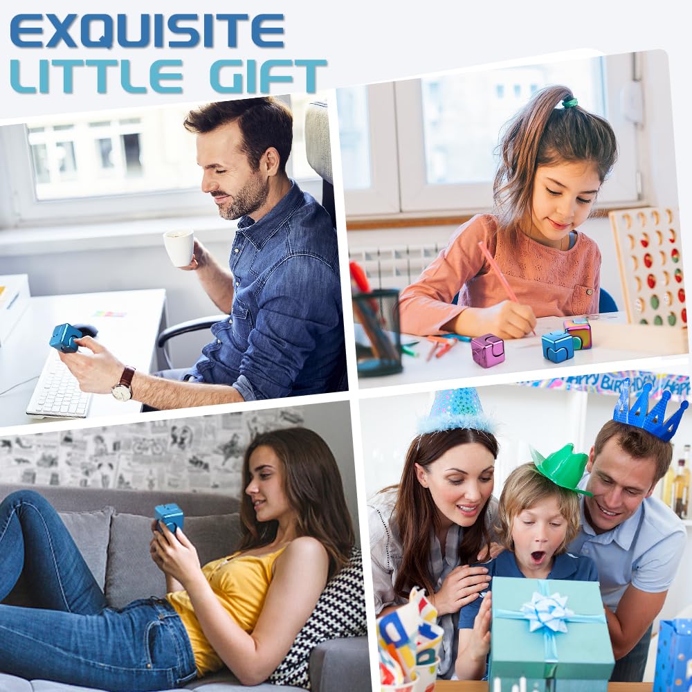 Dilabnba Infinity Cube Fidget Spinner Toy for Kid mature-themed  Metal Fidget Block Sensory Focus Toy for Boy Girl 3-12  Fingears Stress Relief Easter Stuff EDC Desktop (Blue)