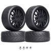 GoHobby 4PCS 1/10 RC On-Road Tires & Wheels 12mm Hex Preglued for Tamiya HSP HPI RC Racing Car