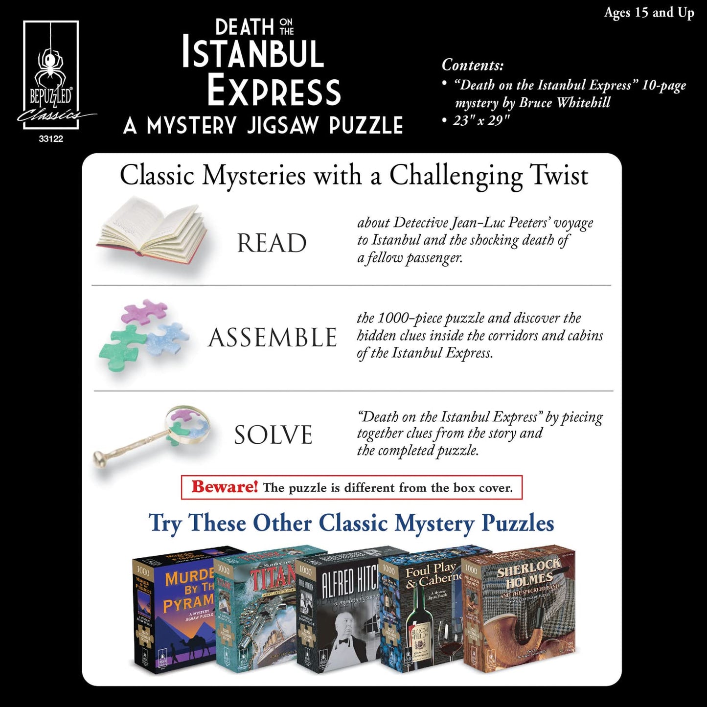 Murder Mystery Party Jigsaw Puzzle, 1000 Pieces, Classic Mystery, Cardboard, Orange, Model 33122