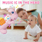 Ryotagift Baby Dino Musical Stuffed Animal - Pink Infant Tummy Time Toy with Crinkle Sound, Teether & Rattles for 0-12 Months