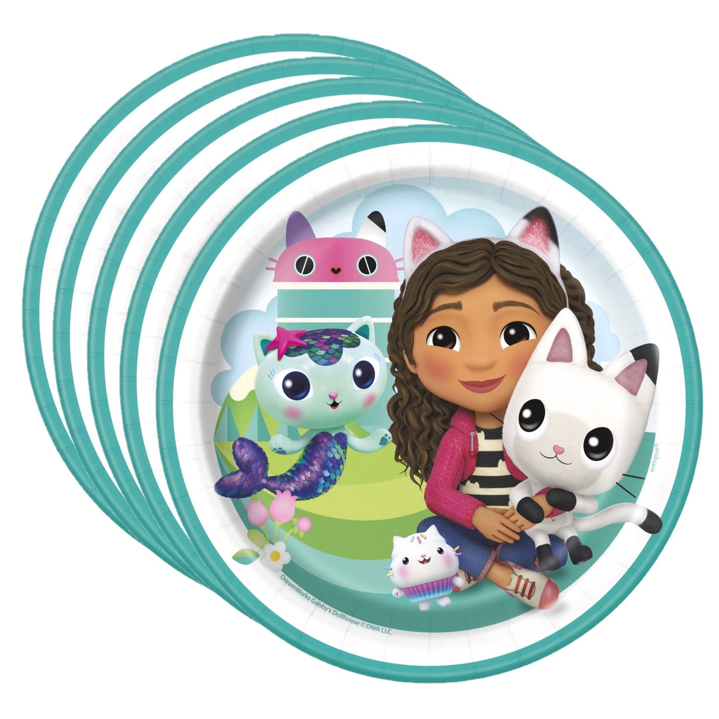 Unique Gabby 7 Inch Dessert Paper Party Plates - Serves 24