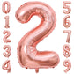 Paticool 40 Inch Rose Gold Number Balloon 2, Large Number Foil Balloons Mylar For Girl Boy Birthday Party Celebration Decoration