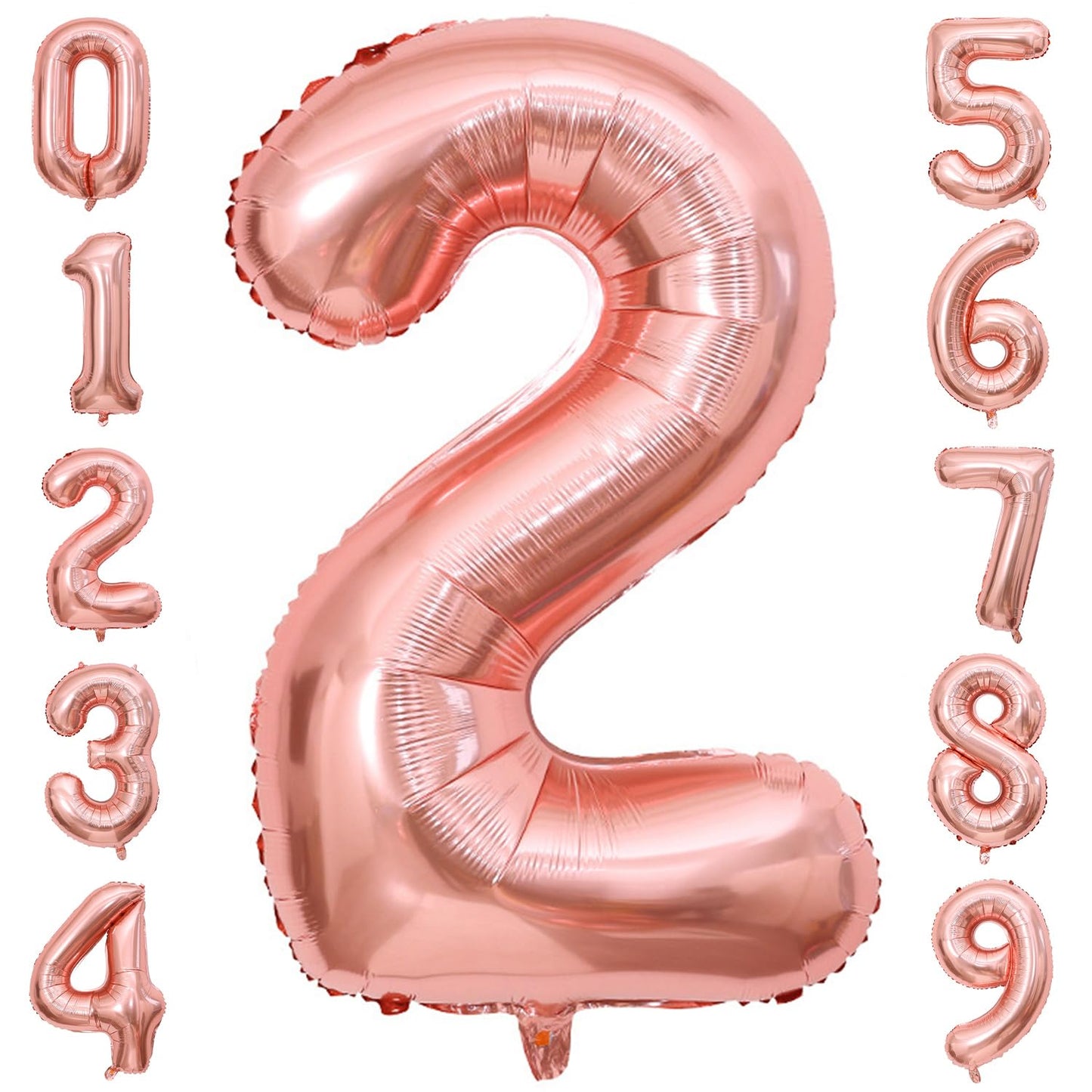 Paticool 40 Inch Rose Gold Number Balloon 2, Large Number Foil Balloons Mylar For Girl Boy Birthday Party Celebration Decoration