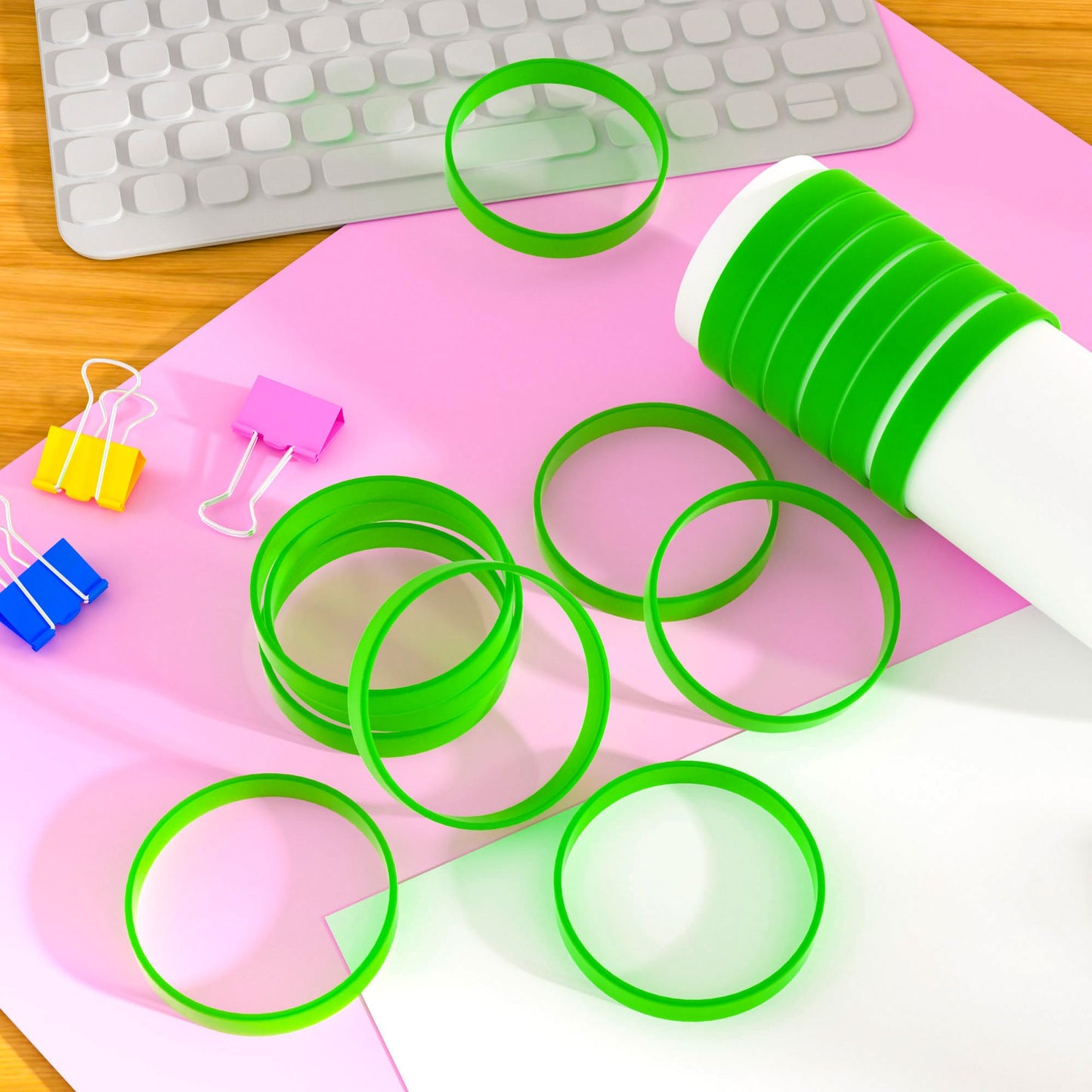 Bouiexye 60 Pieces Rubber Bracelets Green Sports Band Unisex For Sports Teams Party Games Fashion Decorations