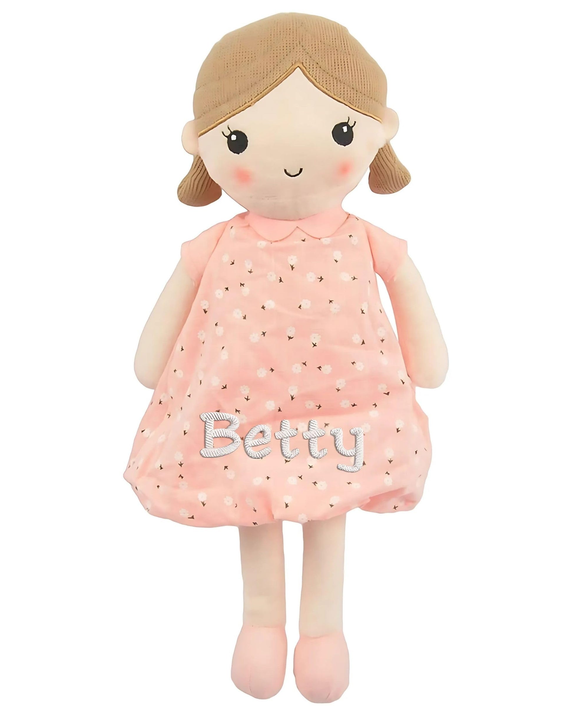 Linzy Personalized 15 Soft Plush Light Pink Emily Rag Doll with Embroidered Name - My First Rag Doll for Girls  Mueca de Trapo Personalizada  Customized Snuggle Toy for Kids