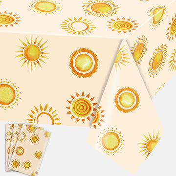 Sun Tablecloths Boho Hippie Sunshine Yellow Table Cloths First Trip Around The Sun Disposable Waterproof Plastic Rectangle Table