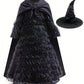 Elphaba Costume Dress for Girls Halloween Cosplay Birthday Party Outfit With Cape and Witch Hat