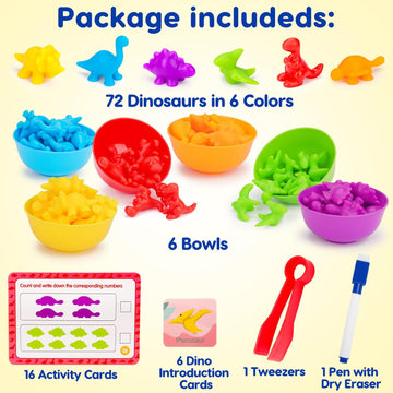 Counting Dinosaurs Montessori Toys For 3 4 5 Years Old Boys Girls Toddler Manipulatives Preschool Learning Activities Kindergarten Educational Sensory Fine Motor Skills Toys For Kids Ages 2-4 3-5 4-8
