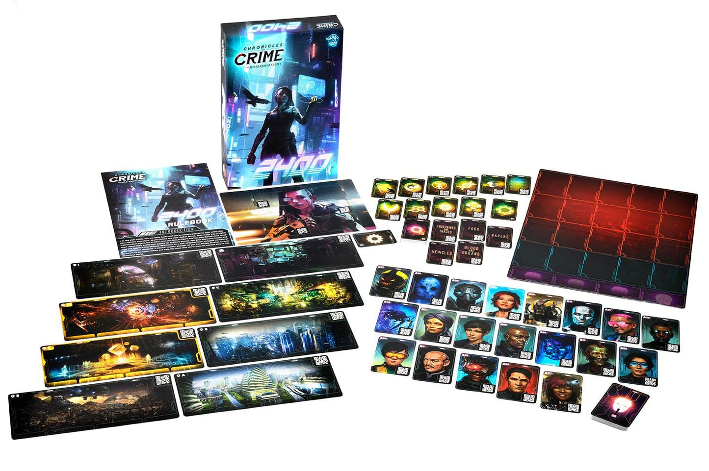 Lucky Duck Games Chronicles of Crime: The Millennium Series Board Game, Cooperative Murder Mystery, Ages 12+, 1-4 Players, Purple, Model CCM-R03-ENLKY