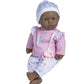 Jc Toys La Baby African American 16-Inch Small Soft Body Baby Doll La Baby | Washable |Removable Pink Floral W/Hat, Pacifier & Magic Bottle | For Children 12 Months +