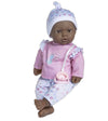 Jc Toys La Baby African American 16-Inch Small Soft Body Baby Doll La Baby | Washable |Removable Pink Floral W/Hat, Pacifier & Magic Bottle | For Children 12 Months +