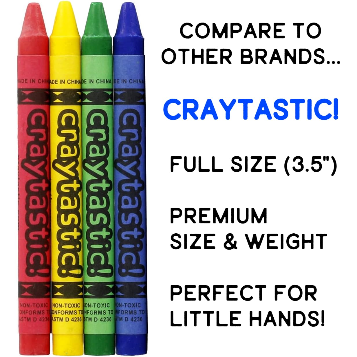 Craytastic! 25 Bulk Crayon Packs - Large Box Bulk For Kids Ages 4-8 - Party Favors, Classrooms, Restaurants - 4 Per Pack, Indivi