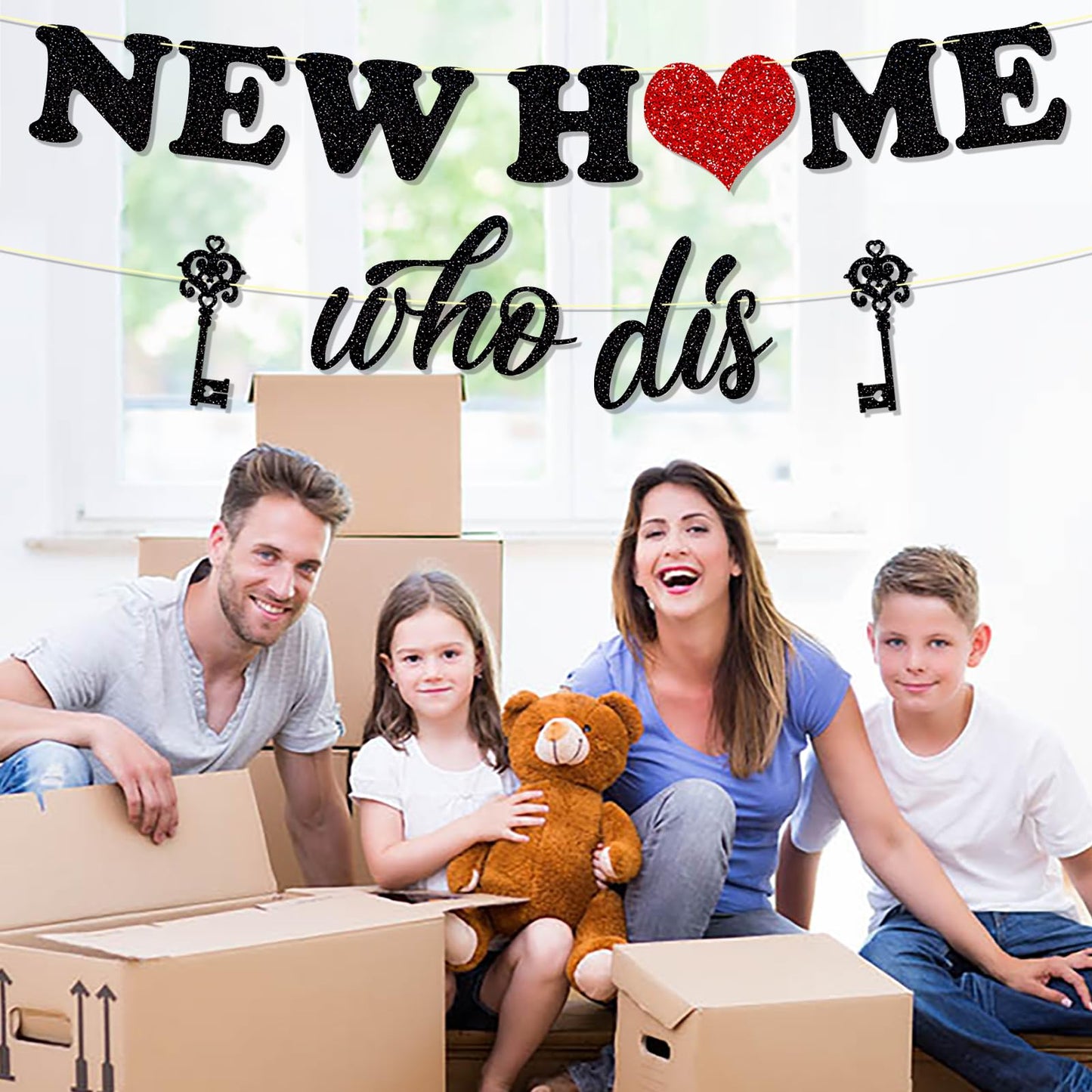 Ushinemi Glitter New Home Who Dis Banner, Funny Housewarming Decorations For New House Home Sweet Home Party Decor New Home New
