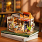 Robotime Diy Miniature House Kit Mini Corner Bookstore Tiny House Making Kit With Led Wooden Craft Diorama Kit Decorative Hobby