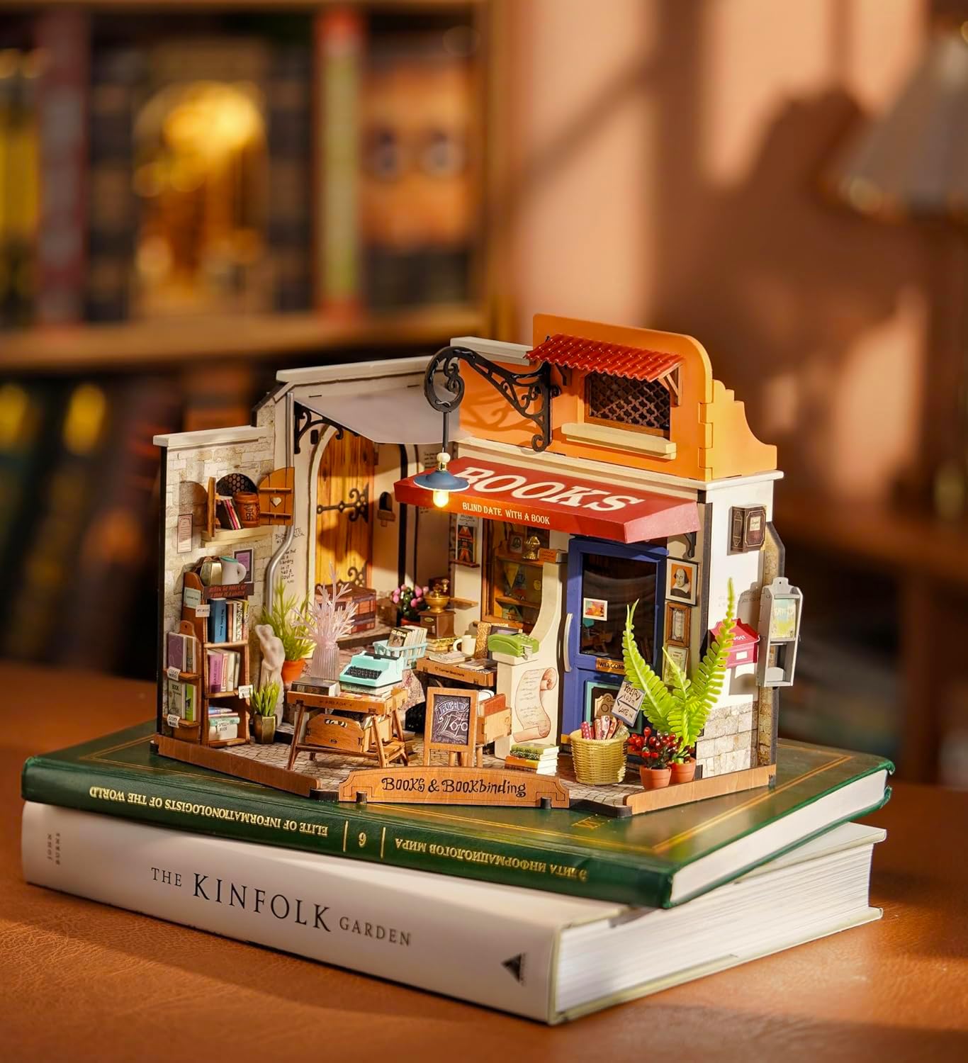 Robotime Diy Miniature House Kit Mini Corner Bookstore Tiny House Making Kit With Led Wooden Craft Diorama Kit Decorative Hobby