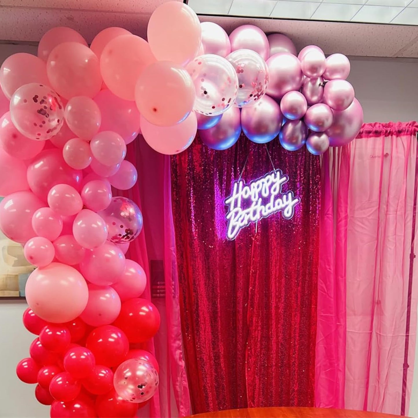 Pink Balloons Set 50Pcs 12Inch Metallic Light Pink Balloon Pastel Pink Latex Helium Balloons Dark Hot Pink Confetti Chrome Pink