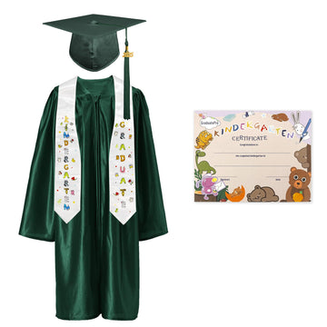 Graduatepro Kindergarten Graduation Cap And Gown Package Class Of 2025 For Kids With Stole Certificate As Party Gift Forest 30