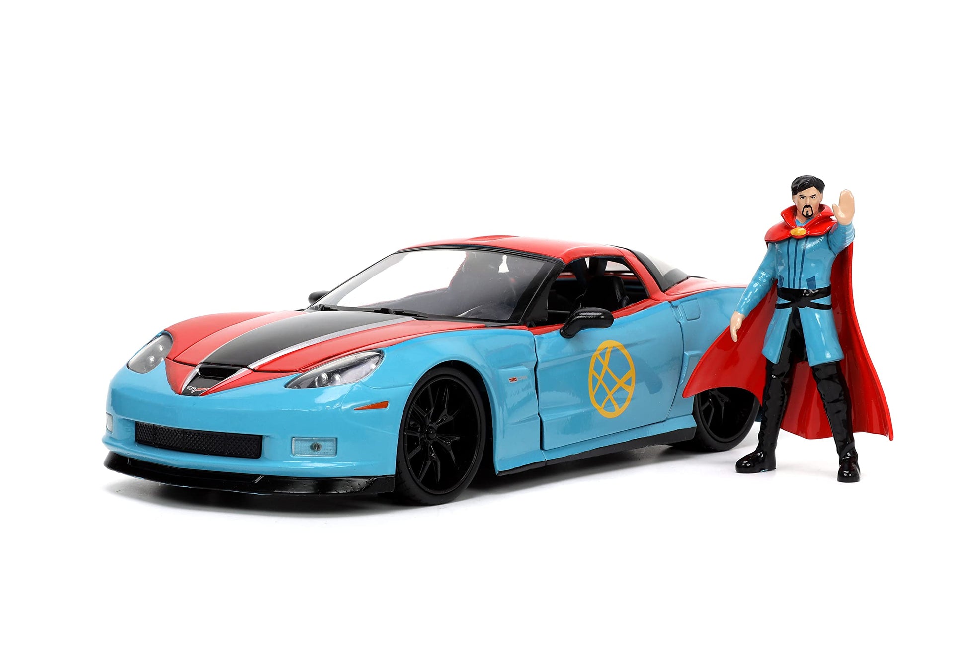 Jada Toys Marvel Doctor Strange 1:24 2006 Chevy Corvette Z06 Die-Cast Car with 2.75'' Dr. Strange Figure  Toys for Kids and mature-themeds (32115)