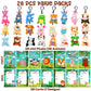 Lukbera 28Packs Valentines Day Greeting Cards With Stuffed Animals Keychains, Small Plush Animals Toys Bulk For Kids Valentines