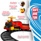 Rollplay Electric Train Ride On for Kids with Real Steam, 22 Track Pieces, Working Headlights, Model 7721AC, Red