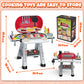 68 Pcs Toy Bbq Grill Set For Kids, With Light, Sound & Play Food, Kids Grill Playset Kitchen Toys Set, Birthday Gifts For 2-6 Ye