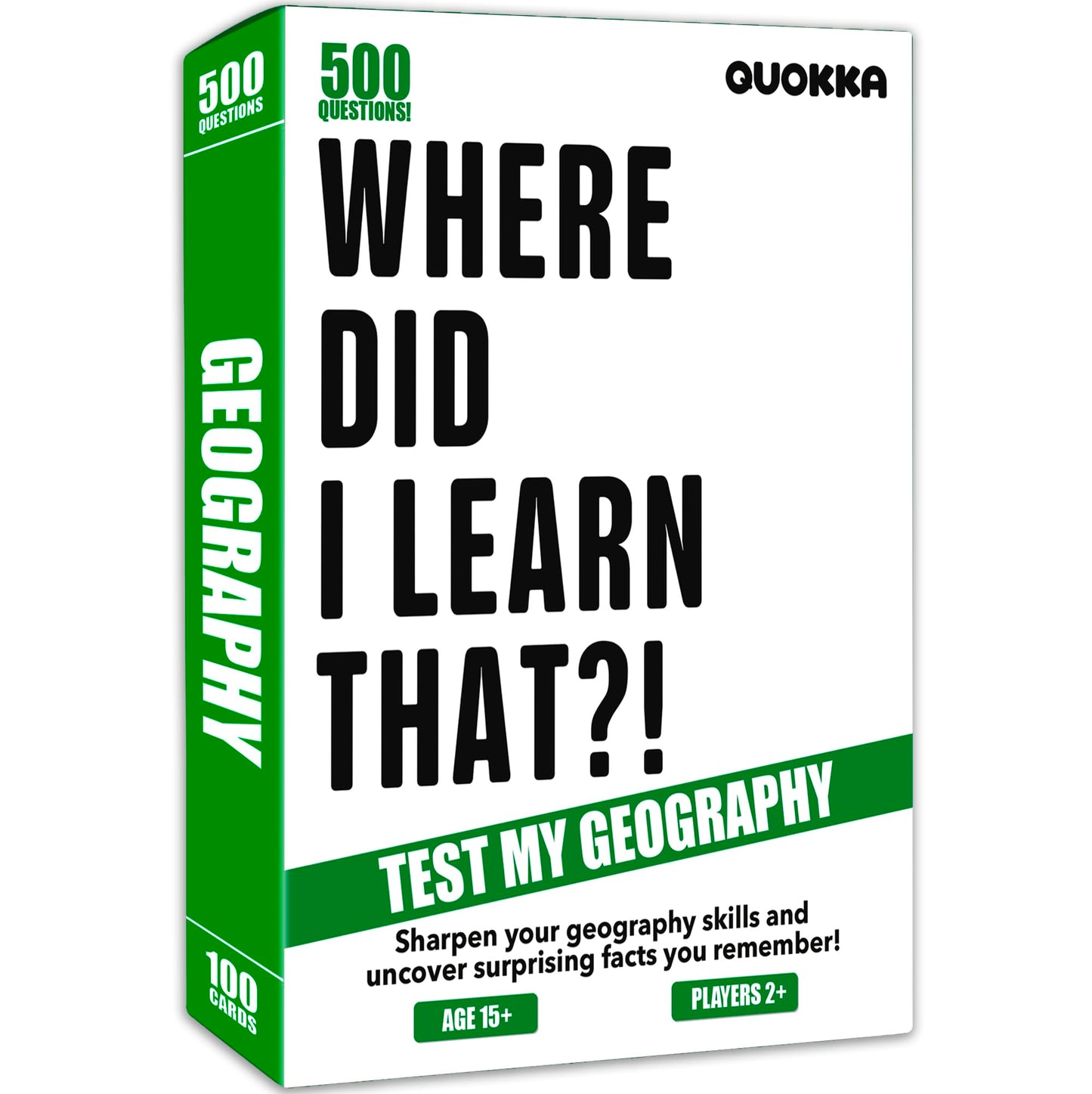 QUOKKA Trivia Card Game with 500 Questions in Geography - Trivia Games for mature-themeds  Teens  and Families - Trivia Cards with Answers - Great Board Games Trivia for Family Party and Game Night