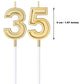 Nuanchu 35th Birthday Candles - Gold Cake Topper Decoration, 3.54" Length, Wax & Plastic, Ideal for Birthdays, Baby Showers, Anniversaries
