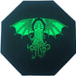 Fantasydice-Cthulhu Tome-Green - Dice Tray - 8'' Octagon with Lid and Dice Staging Area- Holds 5 Sets(7 Dice Set/Standard) for A