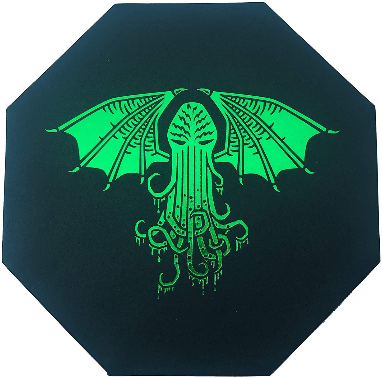 Fantasydice-Cthulhu Tome-Green - Dice Tray - 8'' Octagon with Lid and Dice Staging Area- Holds 5 Sets(7 Dice Set/Standard) for A