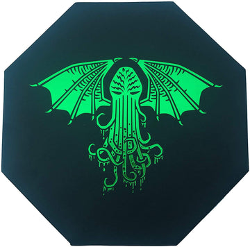 Fantasydice-Cthulhu Tome-Green - Dice Tray - 8'' Octagon with Lid and Dice Staging Area- Holds 5 Sets(7 Dice Set/Standard) for A