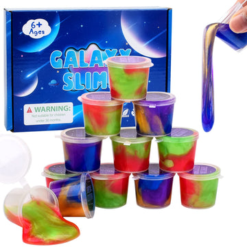 Galaxy Slime Kit 12 Pack, Mini Slime Christmas Party Favor For Kids Goodie Bag Stuffers, Smooth, Soft And Non Sticky, Stress & A