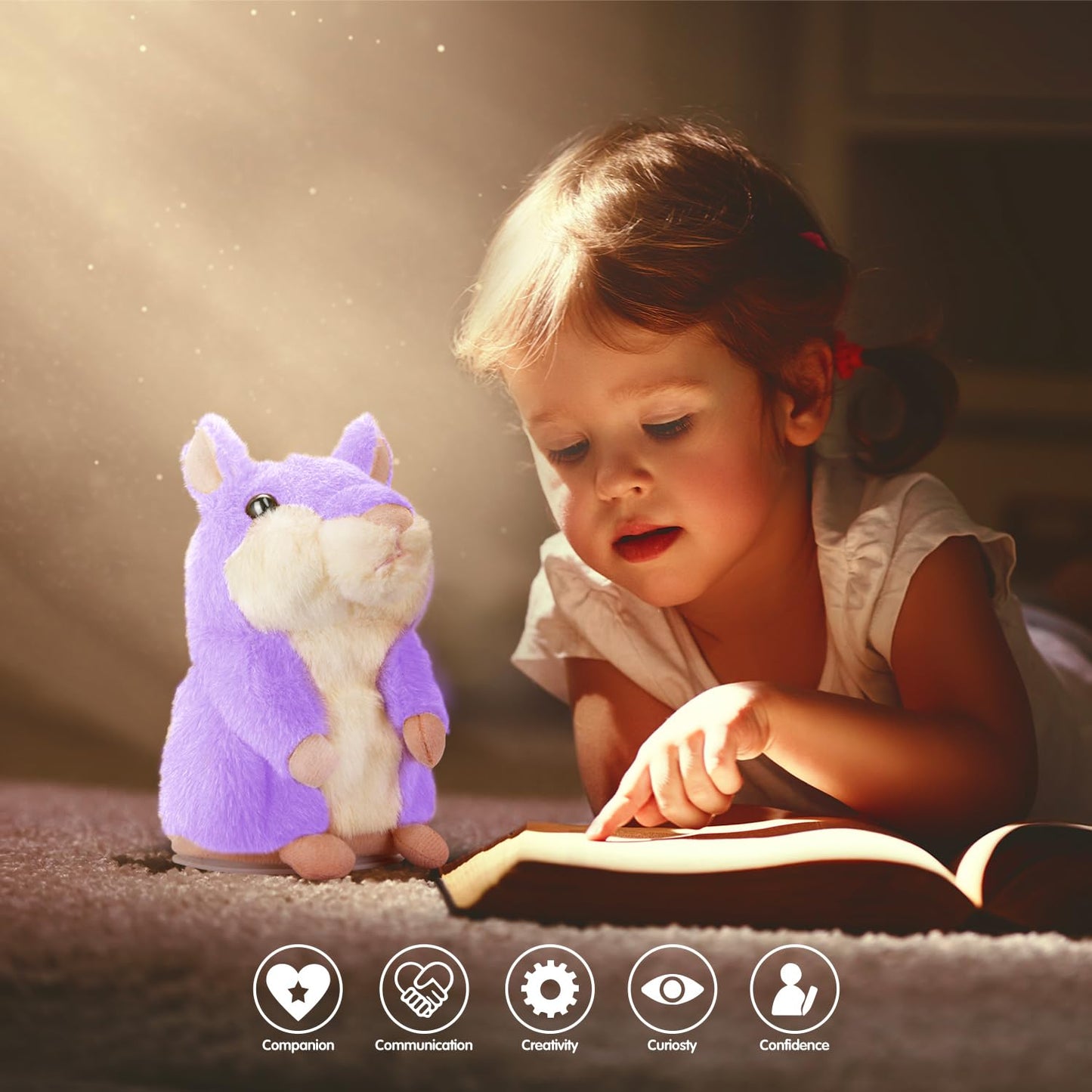 Sanjoin Toddlers Toys For 2 3 Year Old Talking Hamster Repeats What You Say, Interactive Birthday Gift, Kids Toys For Boys Girls Gifts For 1.5+ Year Old Kids, Baby, Child (Purple)