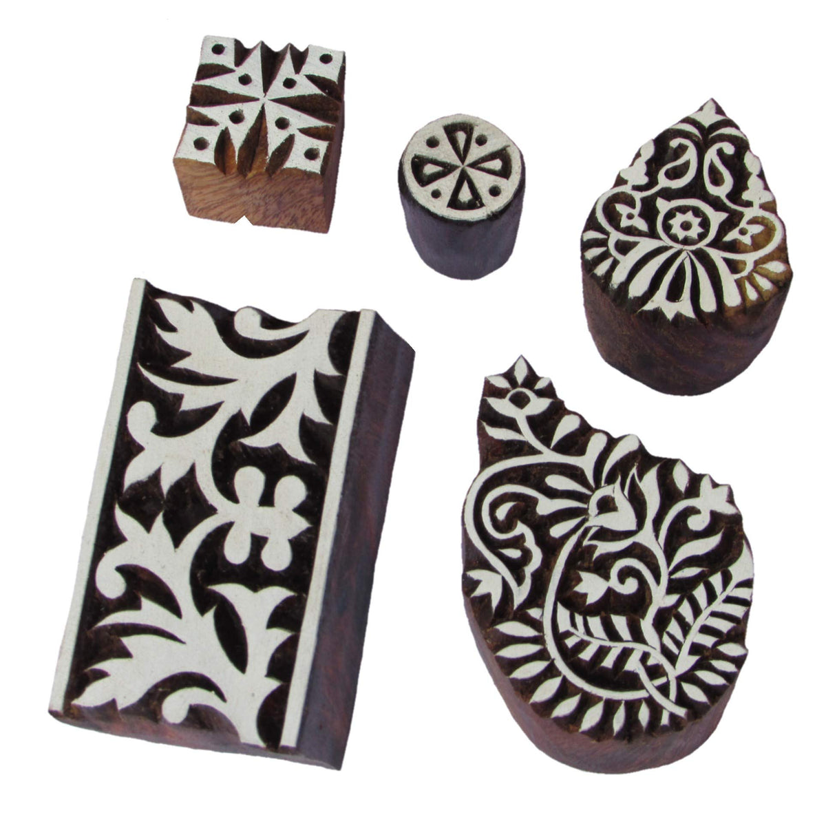 ANHANDICRAFTS Wooden Printing Stamps Blocks for Stamp Use on Fabrics, Paper etc 