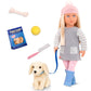 Our Generation Meagan Play Doll Set with Dog, 18 inch Pink Plastic, Model RXZER24, for Toddlers 3 Years and Up