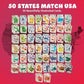 SPARK INNOVATIONS USA States Matching Card Games  Educational Kids Games  Learn States and Capitals  Homeschool Supplies  Classroom Must Have  Kids Toys