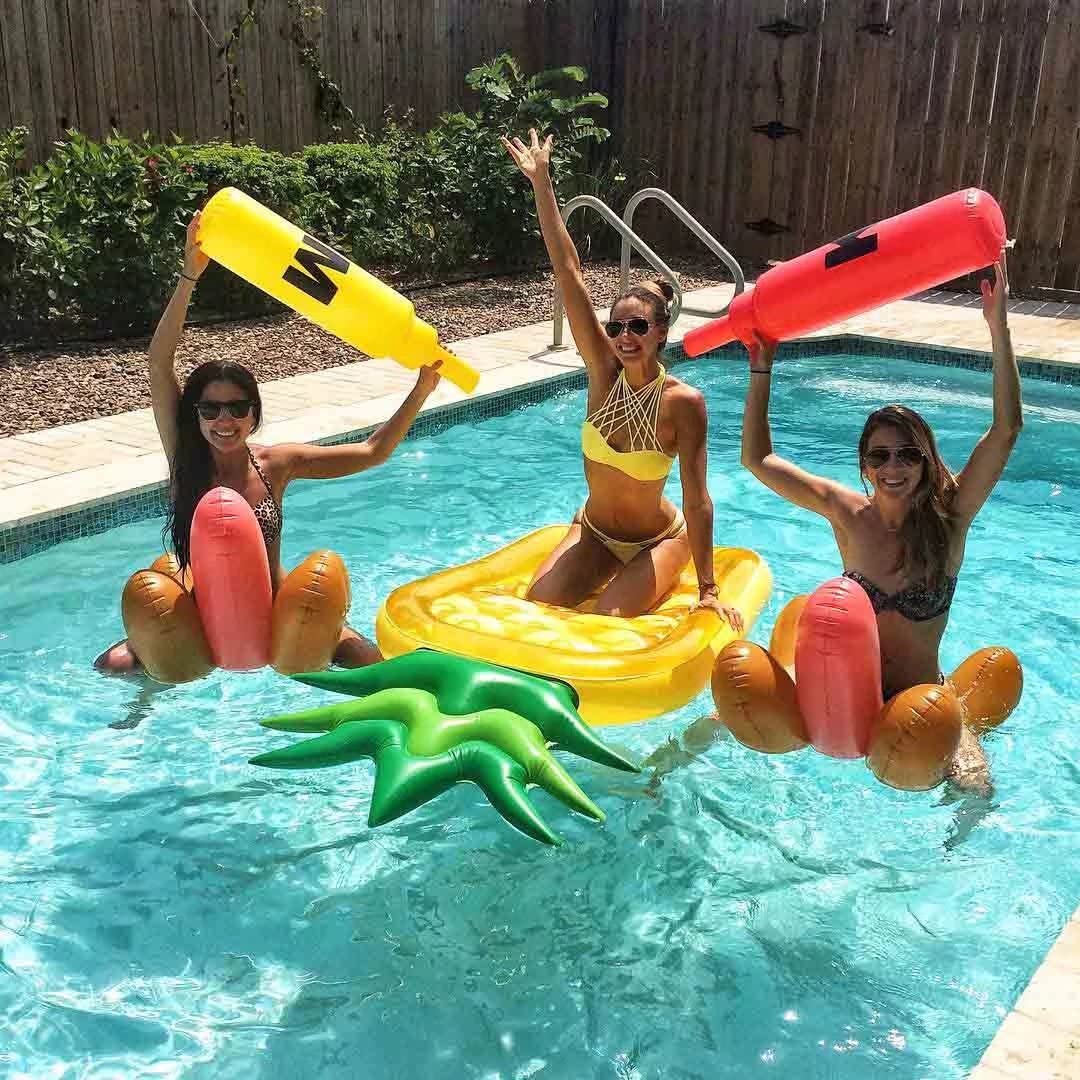 VICKEA Inflatable Pool Float - Large Yellow Pineapple for Kids & Adults, PVC Material, Model 43197-13280
