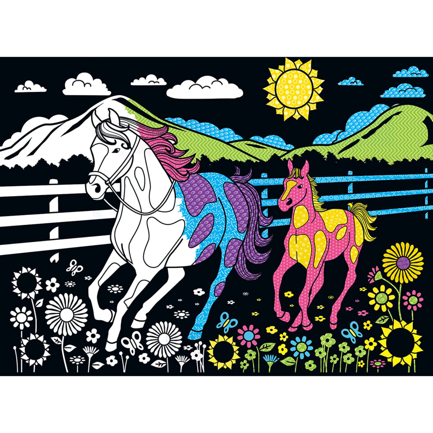 Masterpieces 60 Piece Jigsaw Puzzle For Kids - Horse And Pony Velvet Coloring - 14''X19''