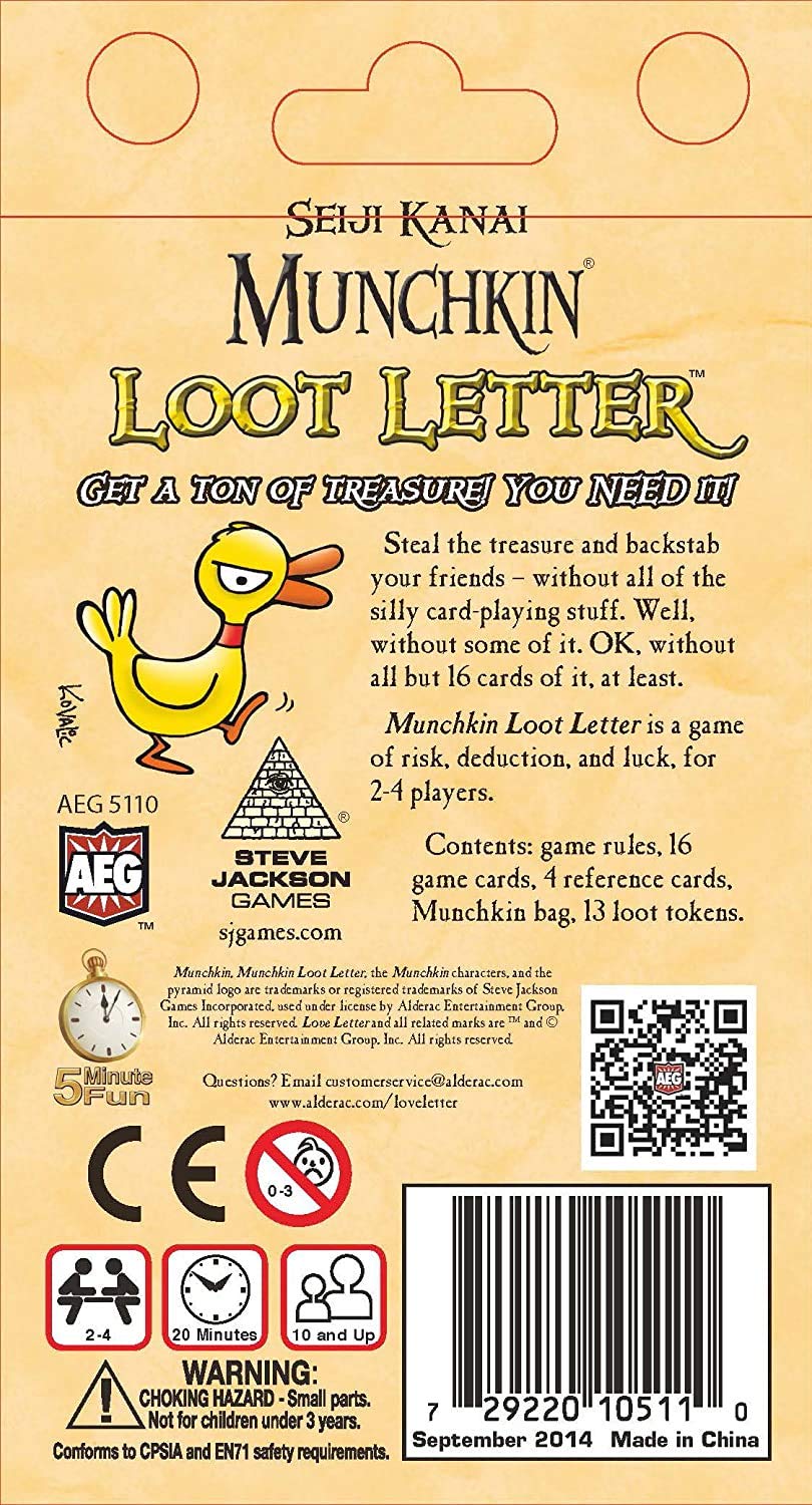 AEG Munchkin Loot Letter Game - Clamshell Edition, Multicolor, Model 5110AEG, Velvet Material