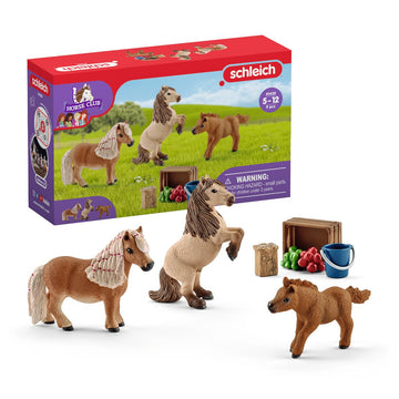 Schleich Horse Club 8-Piece Horse Toy For Girls And Boys Ages 5+, Miniature Shetland Pony Family