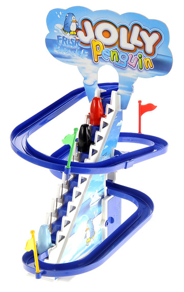 Powertrc 13' Penguin Slide Play Set, Jolly Penguin Race Stair Climbing Sliding Track Toy Set For Kids Toddlers