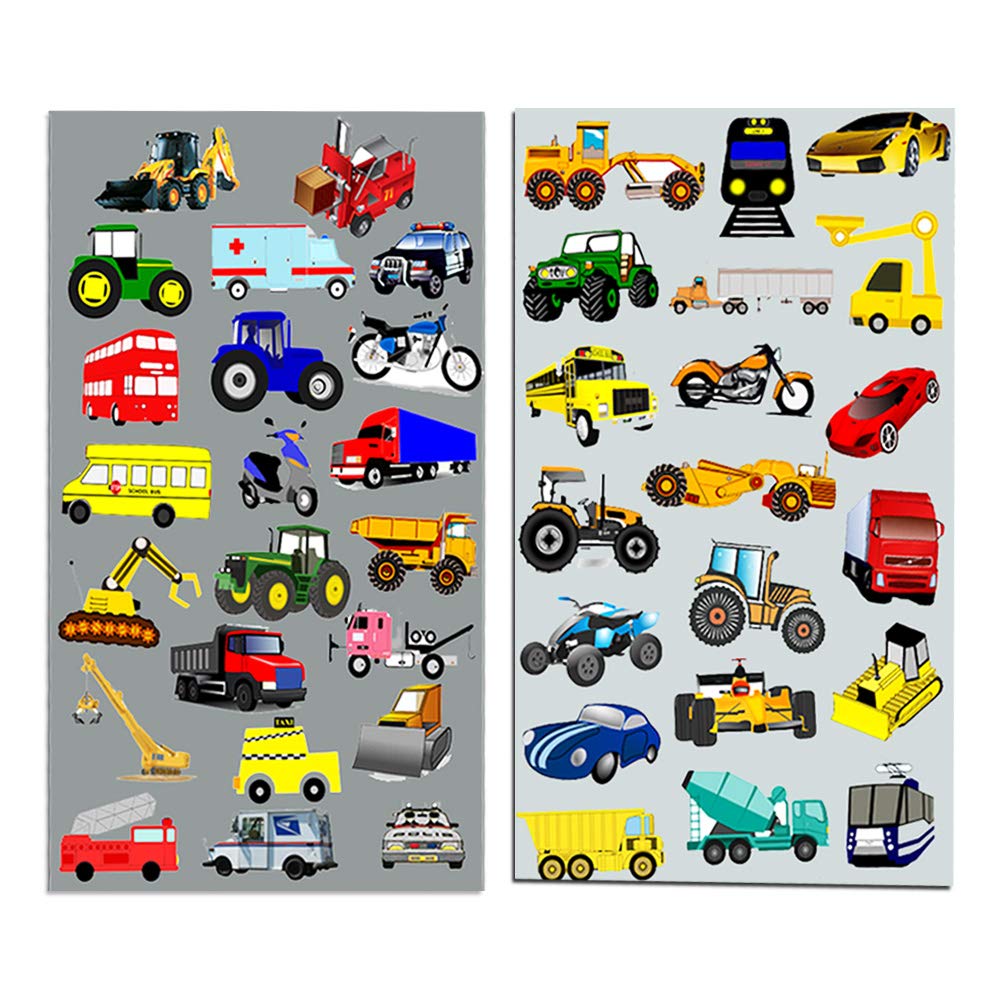 Cars and Trucks Stickers Party Supplies Pack Toddler - Over 160 Stickers for Toddler Boys and Girls (Cars, Fire Trucks, Construc