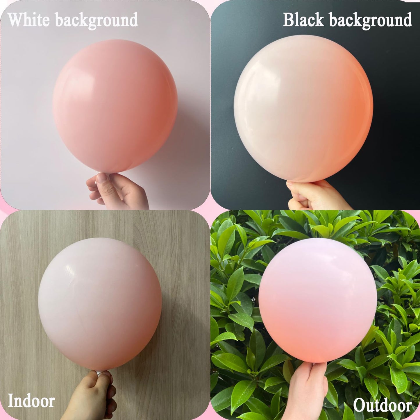 Pink09 Double Stuffed Cream Peach Pink Balloons Different Sizes 18/12/10/5 Inch, Double Stuffed Pastel Pink Balloon Arch Garland