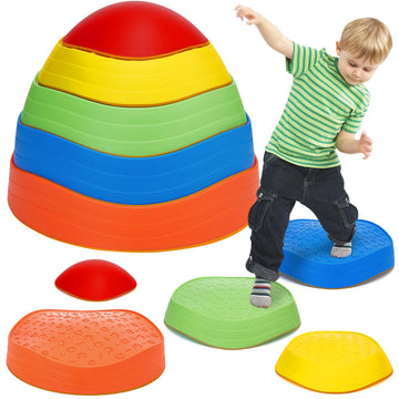 Joyrapt 5Pcs Stepping Stones For Kids, Non-Slip Rubber & Plastic Balance Toddler Stepping Stones For Children'S Coordination Ski