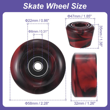 Patikil 8 Pack Roller Skate Wheels Outdoor 58Mmx32Mm Quad Roller Skate Wheels With Abec-9 Bearing, 82A Pu Roller Wheels & 2 Toe