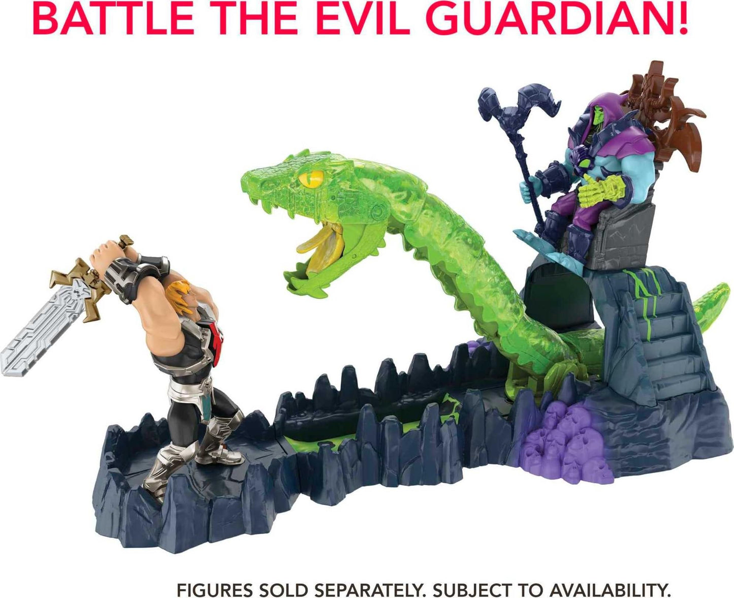 Masters of the Universe He-Man and The Chaos Snake Attack Playset  Skeletor Fortress with 2 Action Figures (He-Man & Skeletor)  Gift for mature-themed Collectors & Motu Fans Ages 4 Years & Older