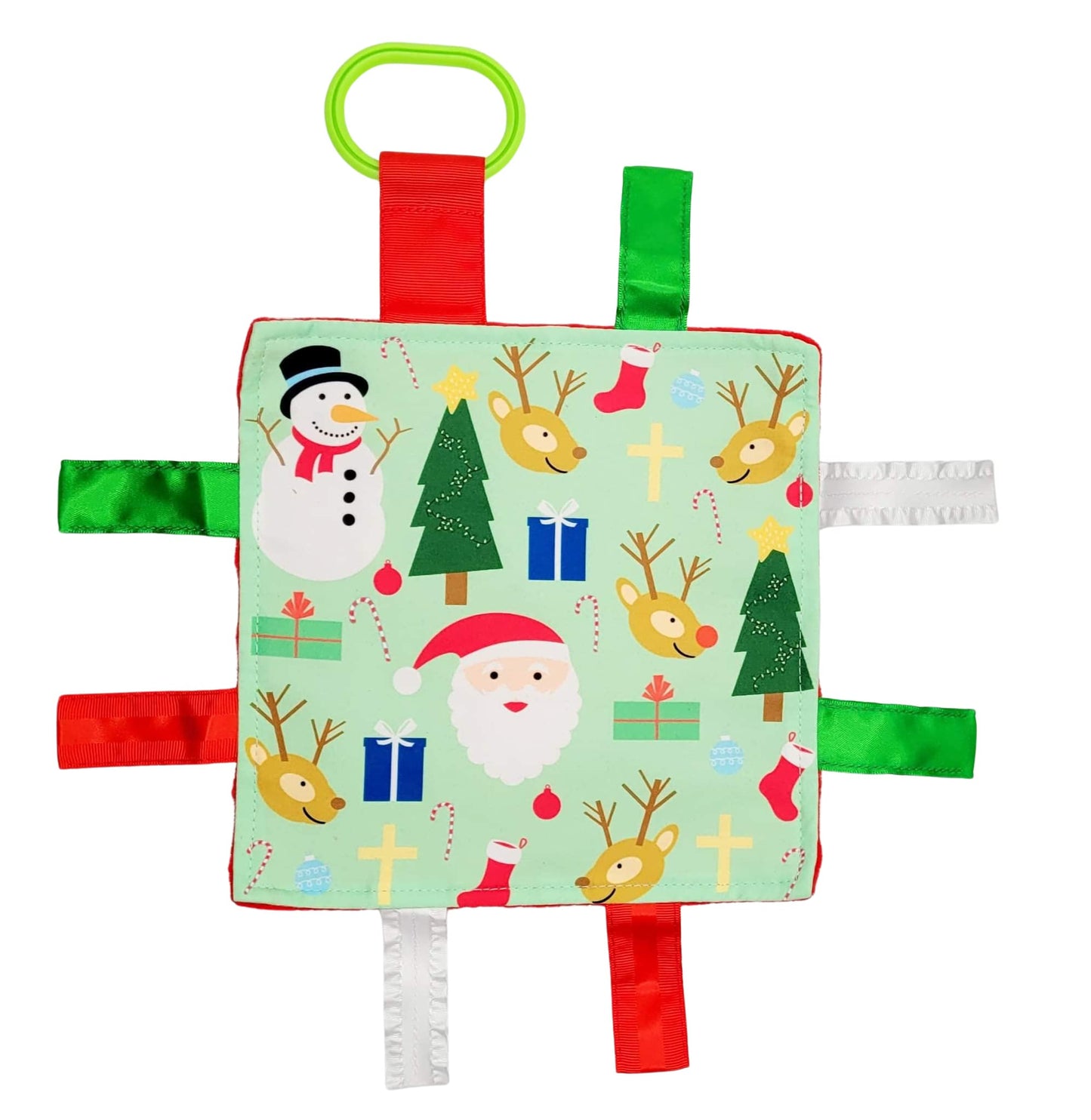 Baby'S First Christmas Crinkle Tag Toy Lovey With Santa Reindeer & Rudolph Stocking Stuffer